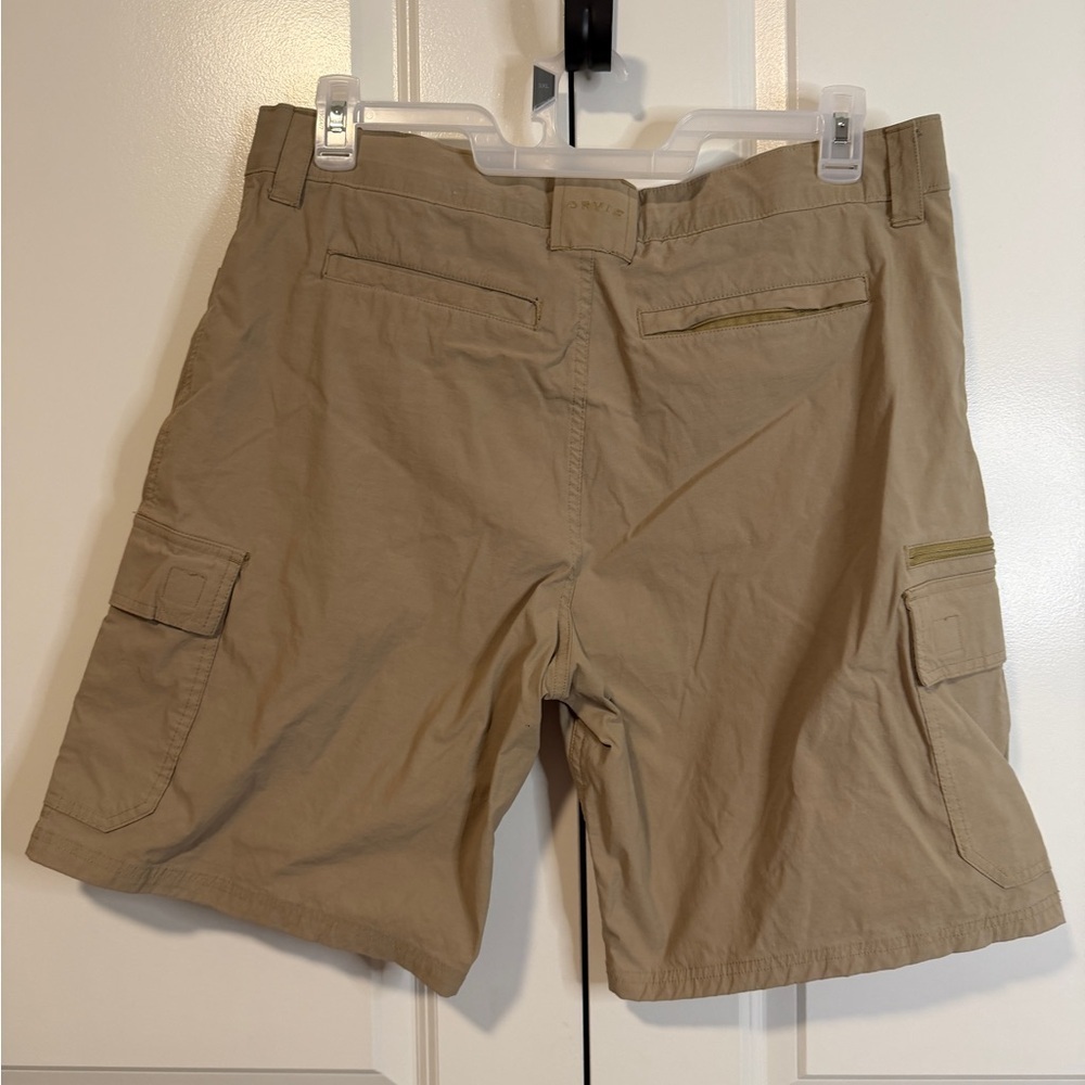 Orvis Men’s Cargo Hiking Shorts 36 Khaki Zip Pocket Outdoor Travel - Picture 2 of 7